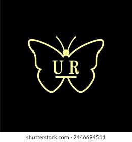 UR Initials Ilustración vectorial de logotipo de mariposa de lujo