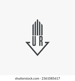 Indicaciones del material del logotipo inmobiliario de UR. vector de logotipo