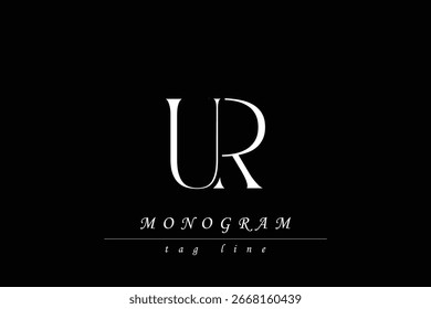 UR Initials Stylized Monogram Design Featuring Intertwined. Artistic representation of monogram initials creatively arranged and displayed.