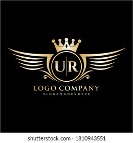 UR Letter Initial with Royal Wing Logo Template.