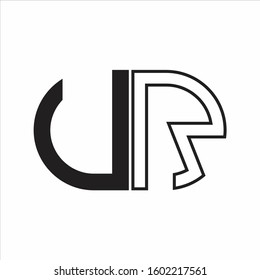 UR Letter logo monogram with oval shape negative space design template white background