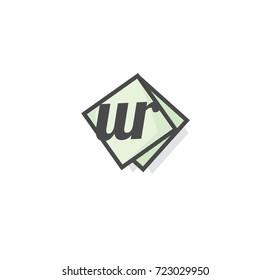 UR letter logo with rectangle element