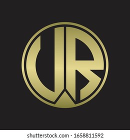 UR Logo-Monogramm-Kreis mit Farbband-Stück-Stil auf Golden