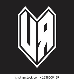 UR Logo monogram with emblem line style isolated on black background