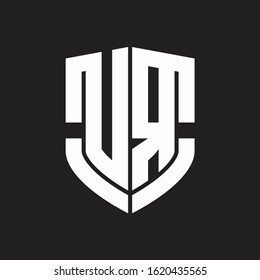 UR Logo monogram with emblem shield shape design isolated on black background
