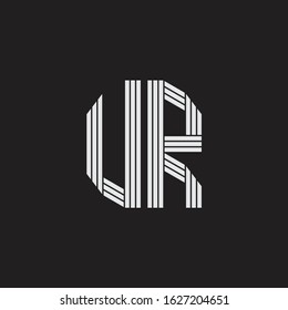 UR Logo monogram with outline style linked isolated on black background