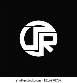 UR Logo monogram with rounded line swipe design template on black background