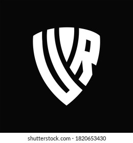 UR Logo monogram with shield elements shape design template on black background