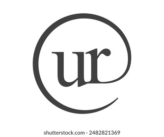 UR logo from two letter with circle shape email sign style. U and R round logotype of business company for brand identity.