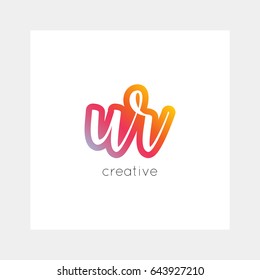 UR logo, vector. Useful as branding, app icon, alphabet combination, clip-art.