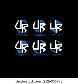 UR minimalist and classic logo set design.UR monogram polygonal and circle shape vector. UR unique design.
