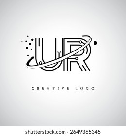 UR Orbit Monogram Logo – Futuristic Minimal Letter mark with Circular Line Art, Tech-Inspired Dots and Space Motion Concept for Modern Branding Identity