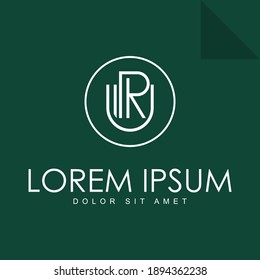 UR, RU Letter Logo Design Template Vector