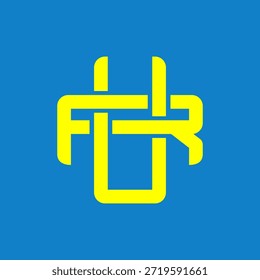 Logotipos de monogramas UR o RU superpuestos.	