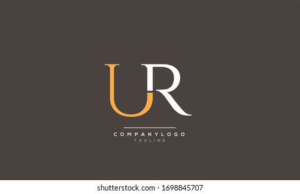 UR RU U R alphabet abstract initial letter logo design vector template