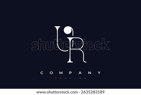 UR Typography Logo Design. Stylish monogram design depiction featuring the letters U and R combined in an artistic signature style, delivering a unique and creative visual representation.