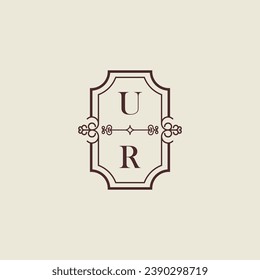UR vintage wedding initial logo in high quality professional design that will print well across any print media