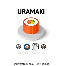 Uramaki icon, vector symbol in flat, outline and isometric style