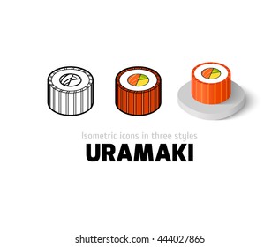 Uramaki icon, vector symbol in flat, outline and isometric style