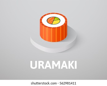 Uramaki icon, vector symbol in flat isometric style isolated on color background