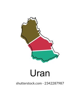 Landkarte von Uran. Vektorkarte des indischen Landes. Grenzen für Ihre Infografik. Design-Vorlage für Vektorgrafiken