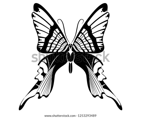 urania fulgens butterfly vector art stencil stock vector royalty free 1253293489