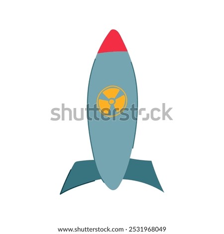 uranium atomic bomb cartoon. detonation fallout, hiroshima nagasaki, manhattan trinity uranium atomic bomb sign. isolated symbol vector illustration