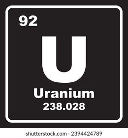 Icon für die Uranchemie, chemisches Element in der periodischen Tabelle