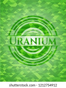 Uranium green emblem with triangle mosaic background