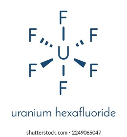 Uranium hexafluoride. Volatile uranium compound that is used for uranium enrichment in gas centrifuges. Skeletal formula.