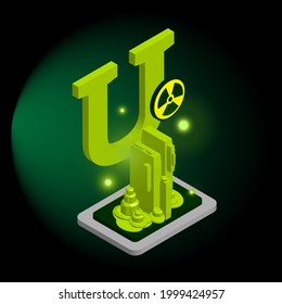 Uranium isometric illustration with green glow