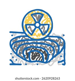 urânio mineiro energia nuclear doodle ícone esboço vetor. urânio mineiro sinal de energia nuclear. ilustração símbolo isolado