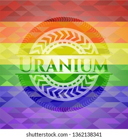 Uranium on mosaic background with the colors of the LGBT flag