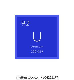 Uranium simple style tile icon. Chemical element of periodic table. Vector illustration EPS8
