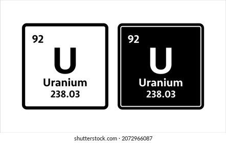 Uransymbol. Chemisches Element der periodischen Tabelle. Vektorgrafik