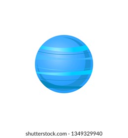 Uranus blue planet of solar system in flat style isolated on white background. Vector illustration of sphere space object for universe exploration, education and astronomy concept.