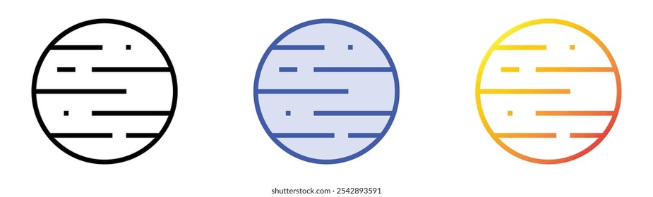 ícone urano. Design de estilo linear, preenchimento azul e gradiente isolado em plano de fundo branco