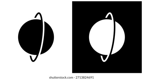 Icono de Urano en el fondo blanco y negro