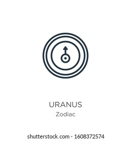 Uranus icon. Thin linear uranus outline icon isolated on white background from zodiac collection. Line vector sign, symbol for web and mobile