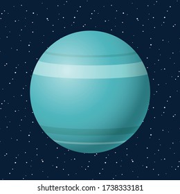 Uranus on blue night sky with star, space, cosmos icon illustration vector
