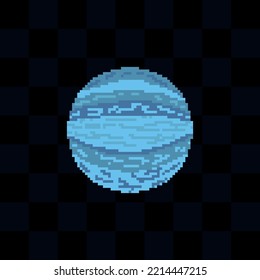 uranus pixel 8 bit planet simple illustration icon for game