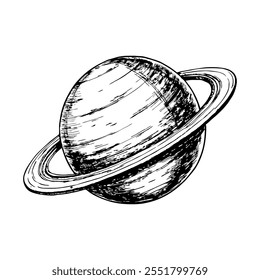 Uranus en cercle uni avec un anneau fin, sur fond blanc