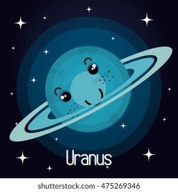 uranus planet character space background vector illustration design