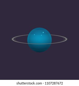 Uranus planet in deep space icon. Solar system isolated element, cosmic symbol, astronomy educational vector illustration.