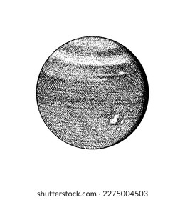 Uranus Planet. Ice giants. Astronomical galaxy space. Engraved hand drawn in old sketch, vintage style for label.