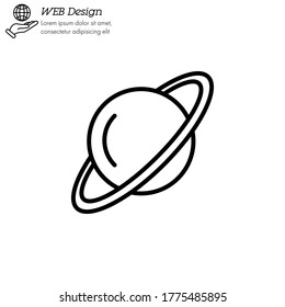 Uranus planet icon thin line, linear, outline vector. Uranus planet simple sign, logo. 