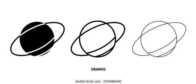 Uranus planet icon vector. Simple planet Uranus sign in modern design style and logo art for website and mobile app. Editable drawing and silhouette in one.