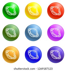 Uranus planet icons vector 9 color set isolated on white background for any web design 