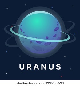 Uranus planet illustration. Astronomy planet vector. Solar system planet.