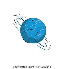 Uranus planet line and fill style icon of Space futuristic cosmos outside universe galaxy astronomy adventure and exploration theme Vector illustration
